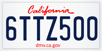 CA license plate 6TTZ500