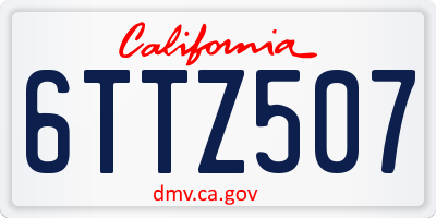 CA license plate 6TTZ507