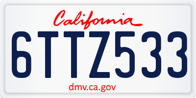 CA license plate 6TTZ533