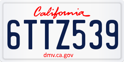 CA license plate 6TTZ539