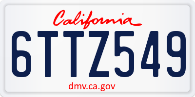 CA license plate 6TTZ549