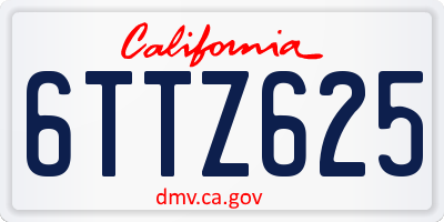 CA license plate 6TTZ625