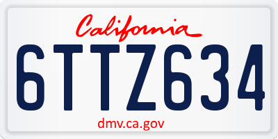 CA license plate 6TTZ634