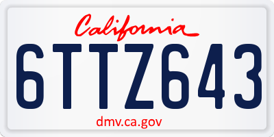 CA license plate 6TTZ643