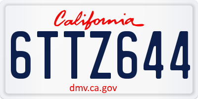 CA license plate 6TTZ644