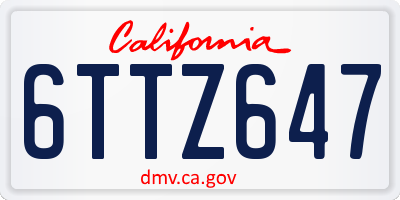 CA license plate 6TTZ647