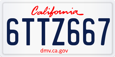 CA license plate 6TTZ667