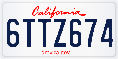 CA license plate 6TTZ674