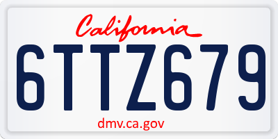 CA license plate 6TTZ679