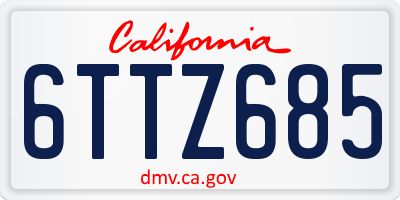 CA license plate 6TTZ685