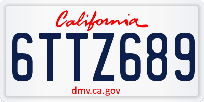 CA license plate 6TTZ689