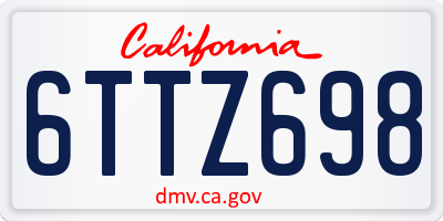 CA license plate 6TTZ698