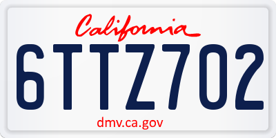 CA license plate 6TTZ702