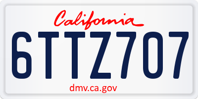 CA license plate 6TTZ707