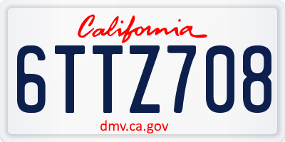 CA license plate 6TTZ708