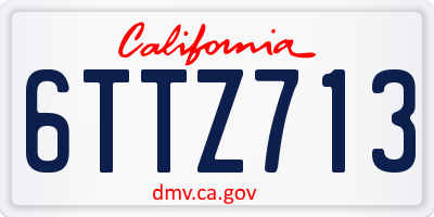 CA license plate 6TTZ713