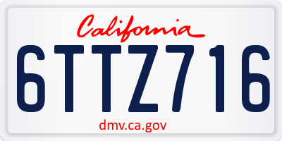CA license plate 6TTZ716