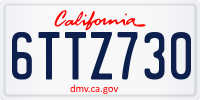 CA license plate 6TTZ730