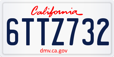 CA license plate 6TTZ732