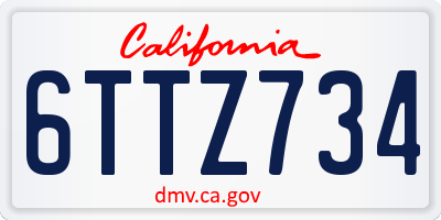 CA license plate 6TTZ734