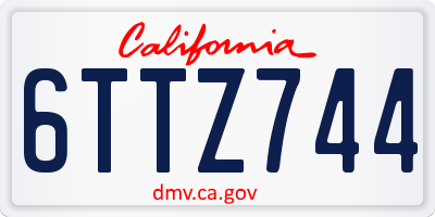 CA license plate 6TTZ744