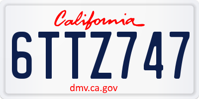 CA license plate 6TTZ747