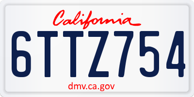 CA license plate 6TTZ754
