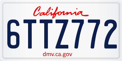 CA license plate 6TTZ772