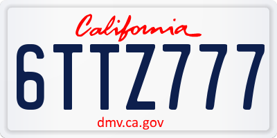 CA license plate 6TTZ777