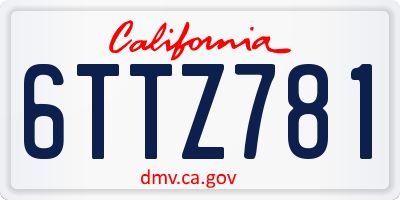 CA license plate 6TTZ781