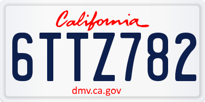 CA license plate 6TTZ782
