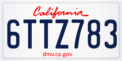 CA license plate 6TTZ783