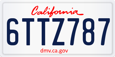 CA license plate 6TTZ787