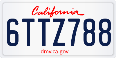 CA license plate 6TTZ788