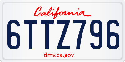 CA license plate 6TTZ796