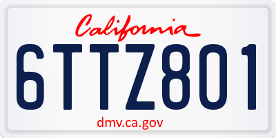 CA license plate 6TTZ801