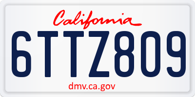 CA license plate 6TTZ809