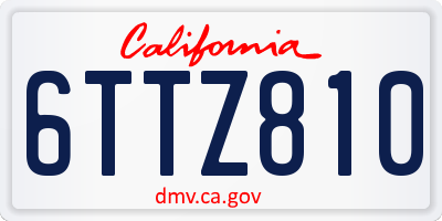 CA license plate 6TTZ810