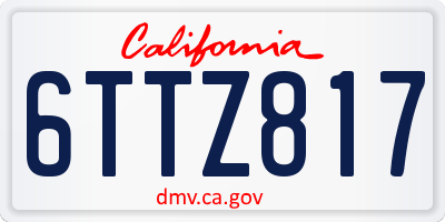 CA license plate 6TTZ817