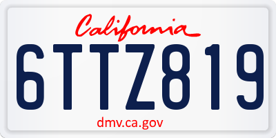 CA license plate 6TTZ819