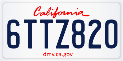 CA license plate 6TTZ820