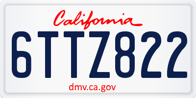 CA license plate 6TTZ822