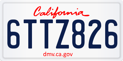 CA license plate 6TTZ826