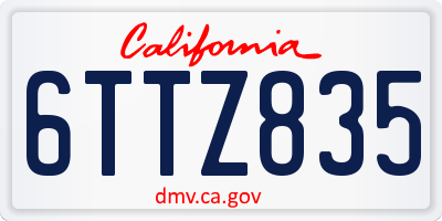 CA license plate 6TTZ835