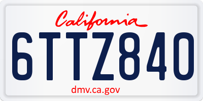CA license plate 6TTZ840
