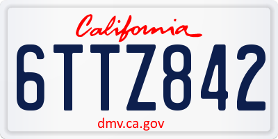 CA license plate 6TTZ842