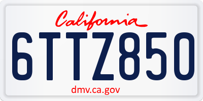CA license plate 6TTZ850