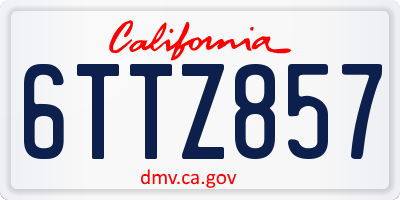 CA license plate 6TTZ857