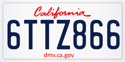CA license plate 6TTZ866