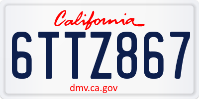CA license plate 6TTZ867